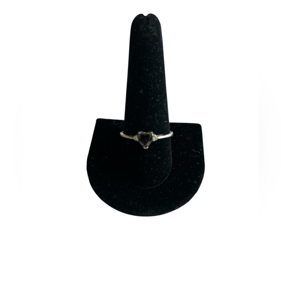 Jewelry - 925 Sterling Silver Lab Created Onyx Heart Cubic Zerconia Ring